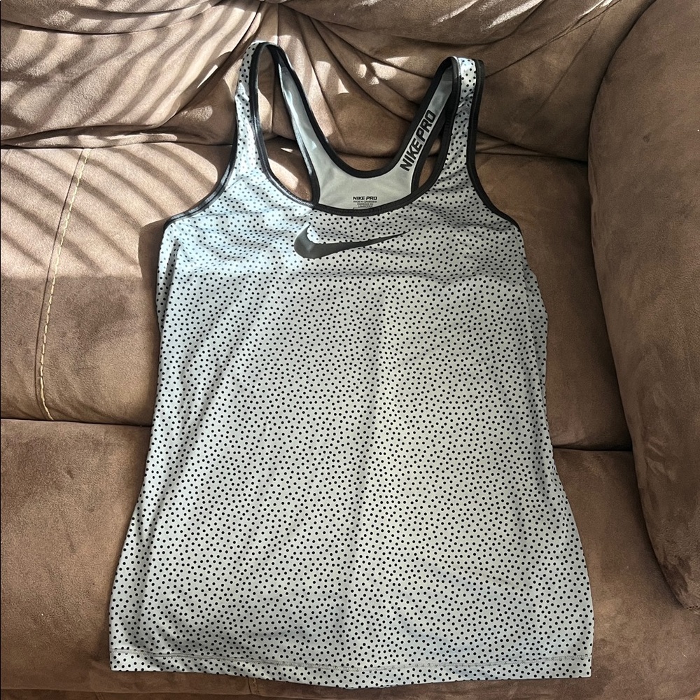 Nike Women's Pro Dotted Black and White Tank Top